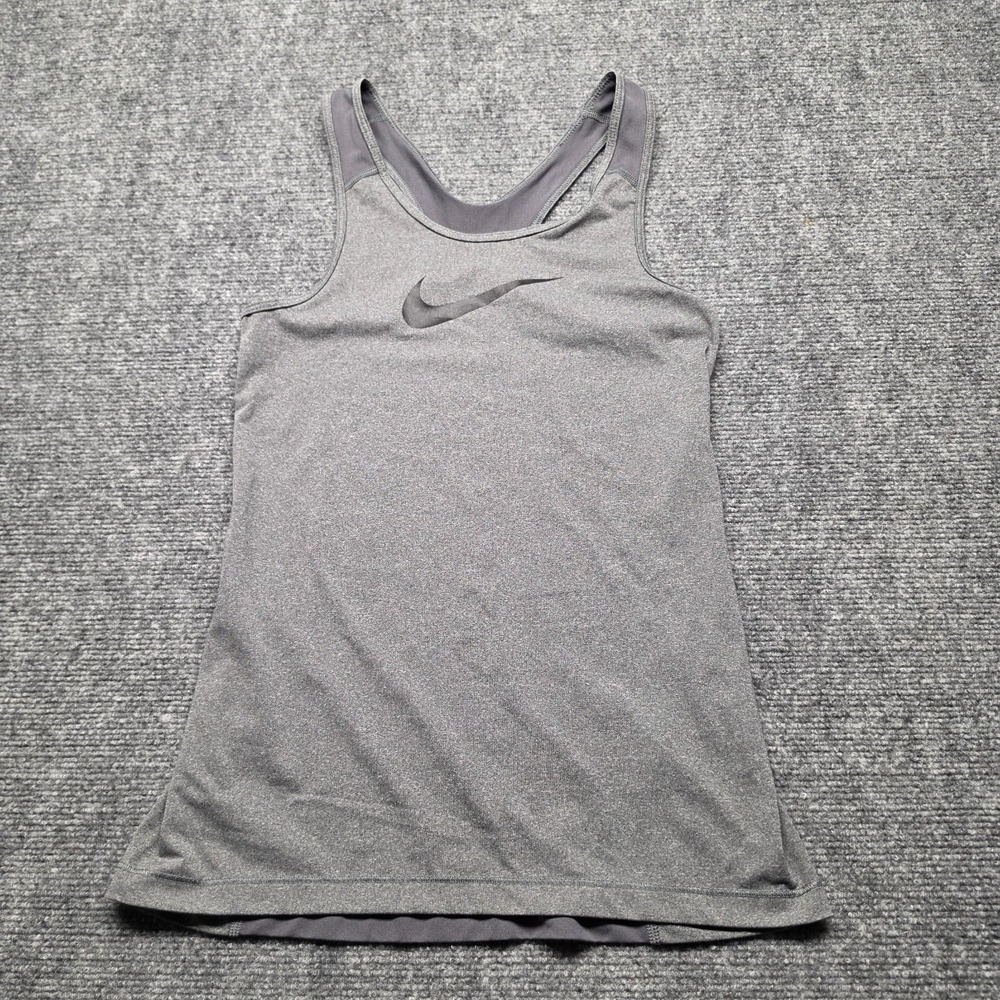Nike Pro Dri-Fit Activewear Gym Workout Tank Top‎ Gray Graphic Womens S